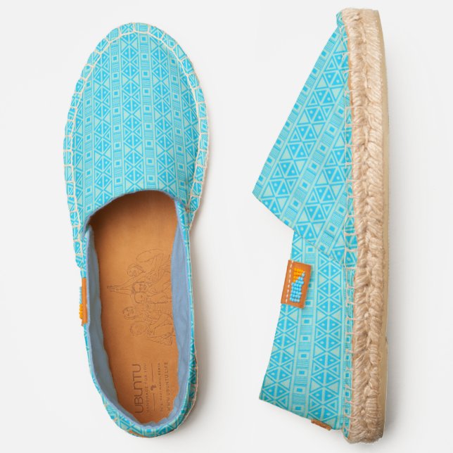 Blue Pattern Of Triangles And Squares Espadrilles (Side)