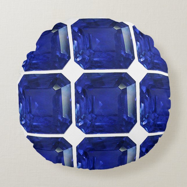 Blue Pattern  Round Pillow (Front)
