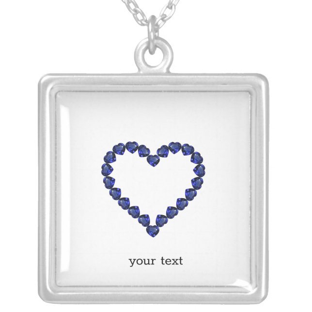 Blue Pattern  Silver Plated Necklace (Front)