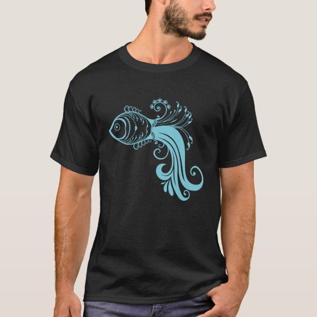 blue pattern T-Shirt (Front)