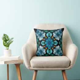Blue Pattern Throw Pillow