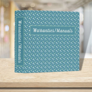Blue Pattern Warranties and Manuals Organizer 3 Ring Binder