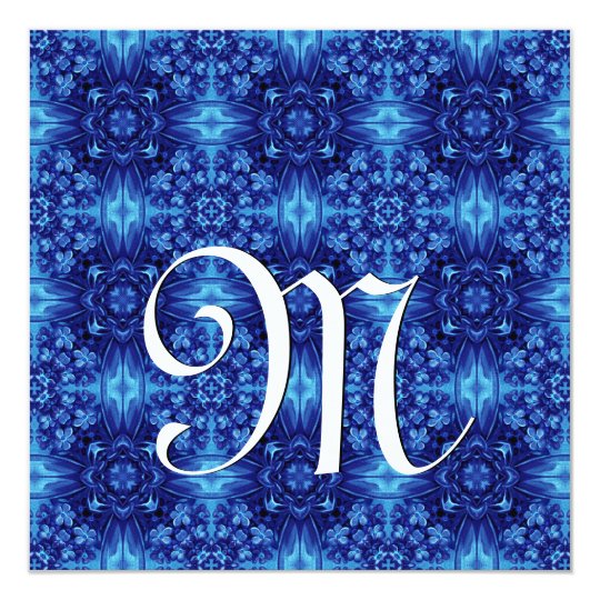 Blue Pattern Wedding Monogram Template V04