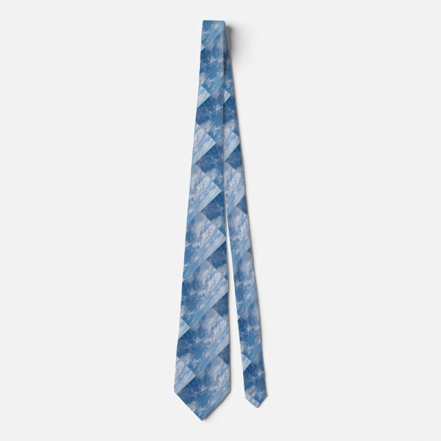 Blue Pattern White Clouds Neck Tie (Front)