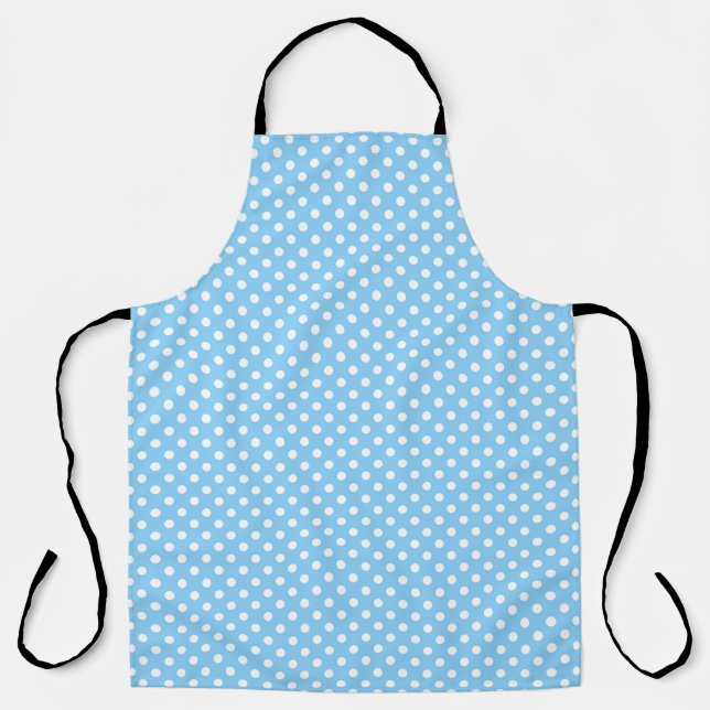 blue pattern with white polka dots  apron (Front)