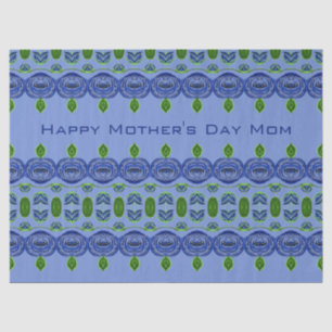 Blue Patterned Happy Mothers Day Tissue Paper