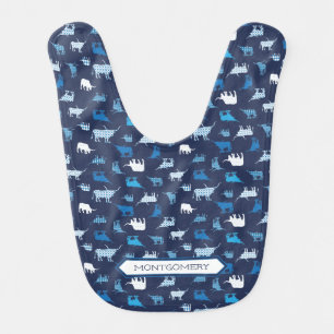 Blue Patterned Longhorns Pattern Baby Bib