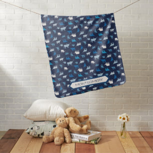 Blue Patterned Longhorns Pattern Baby Blanket