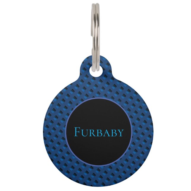 Blue Patterned Pet ID Tag (Front)