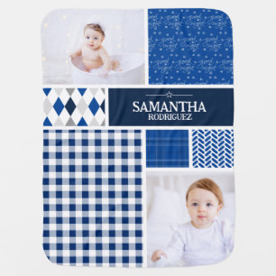 Blue Patterns Photo Baby Blanket