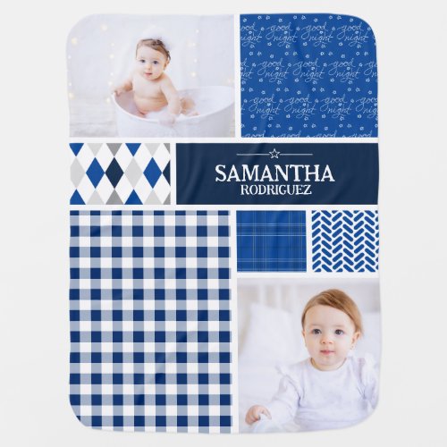 Blue Patterns Photo Baby Blanket
