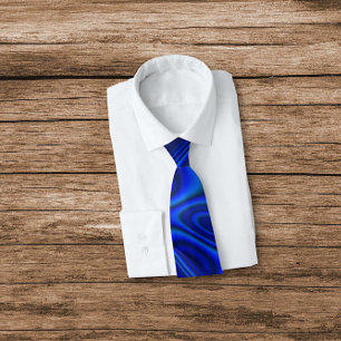 Blue Paua Abalone Shell Fractal Abstract Neck Tie