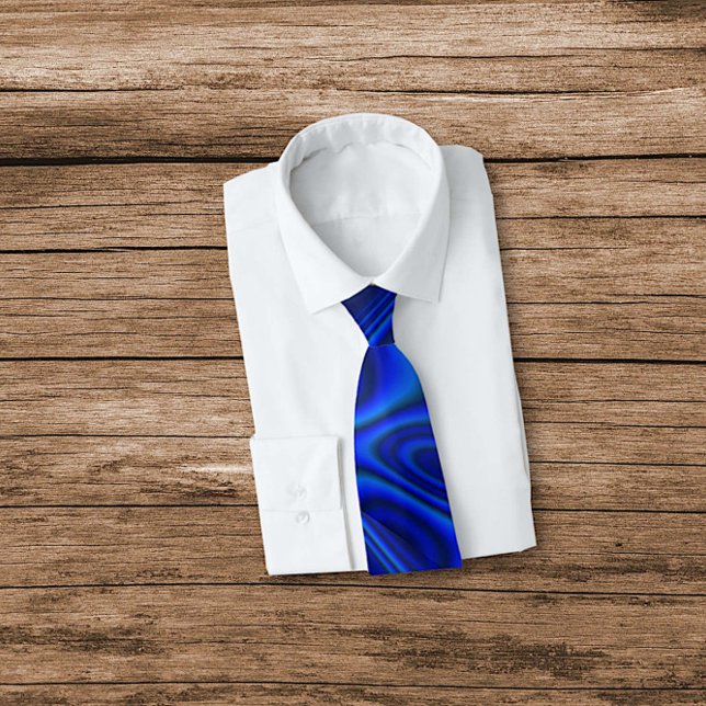 Blue Paua Abalone Shell Fractal Abstract  Neck Tie (Creator Uploaded)