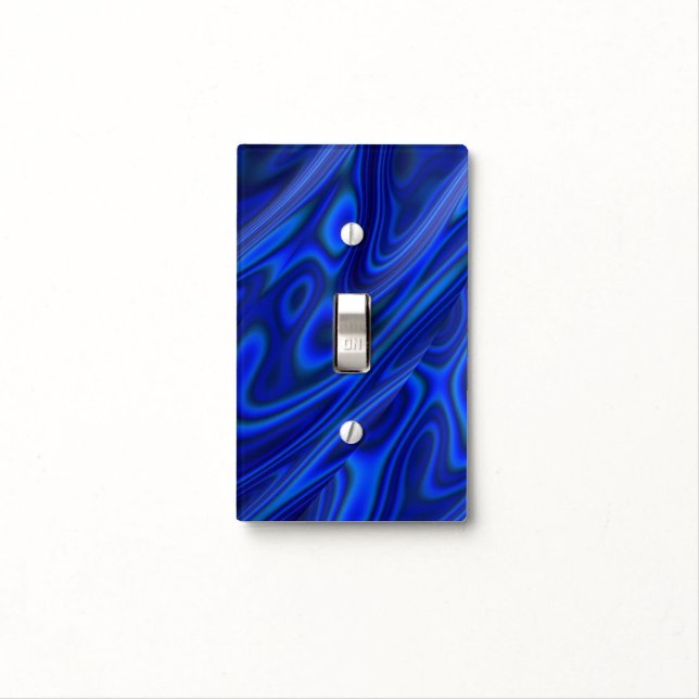 Blue Paua Abalone Shell Fractal Abstract Pattern Light Switch Cover (In Situ)
