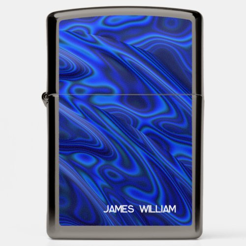 Blue Paua Abalone Shell Fractal Abstract with Name Zippo Lighter