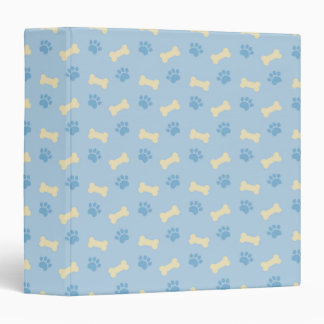 Blue Paw Print Bone Pattern 3 Ring Binder
