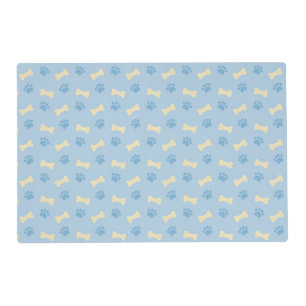 Blue Paw Print Bone Pattern Placemat
