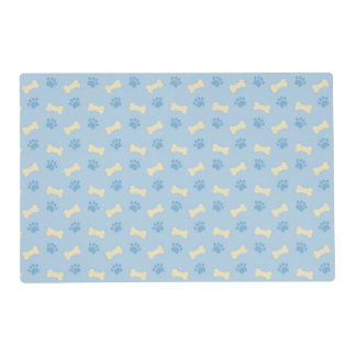 Blue Paw Print Bone Pattern Placemat