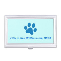 Blue Paw Print Business Card Holder