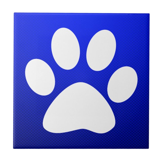 Blue Paw Print Ceramic Tile (Front)