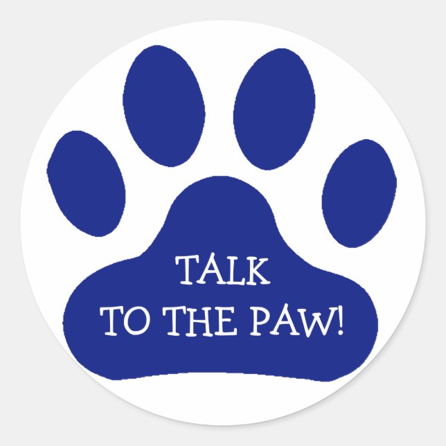 Blue Paw Print Classic Round Sticker (Front)