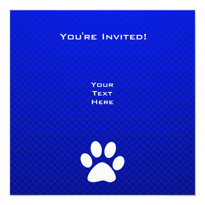 Blue Paw Print Custom Invitations