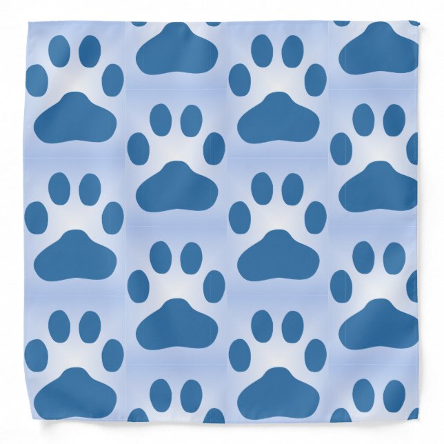 Blue Paw Print Dog Bandana (Front)