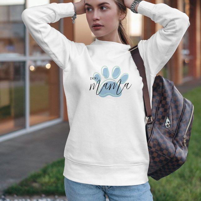 Blue Paw Print Dog Mom Crewneck  Sweatshirt (Creator Uploaded)