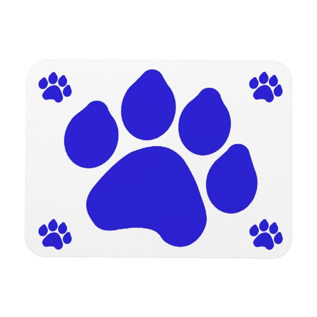 Blue Paw Print Flexible Magnet (Horizontal)