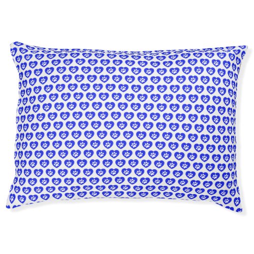 Blue Paw Print Heart Dog Bed