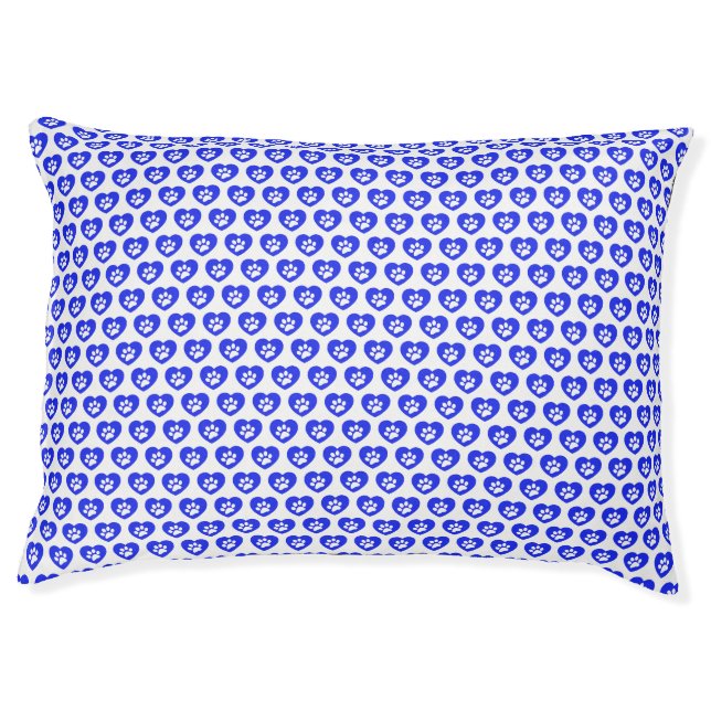 Blue Paw Print Heart Dog Bed (Front)