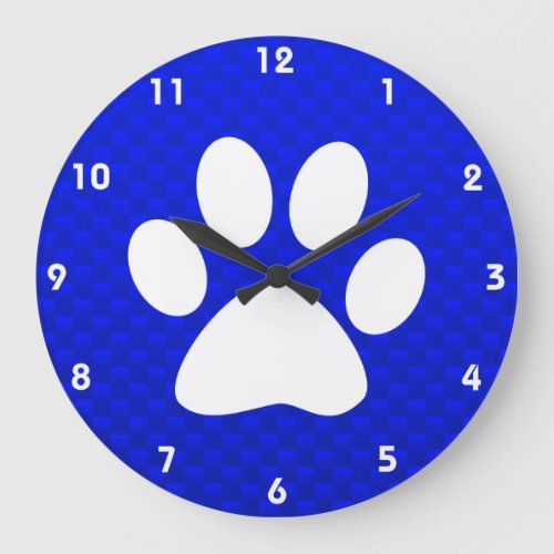 Blue Paw Print Large Clock