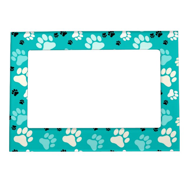 Blue Paw Print Magnetic Photo Frame (Front)