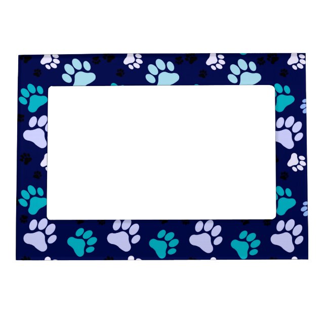 Blue Paw Print Magnetic Photo Frame (Front)