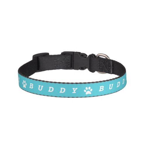 Blue Paw Print Name Pet Collar