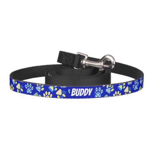 Blue Paw Print Name Pet Leash