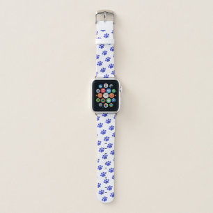 Blue Paw Print Pattern Apple Watch Band
