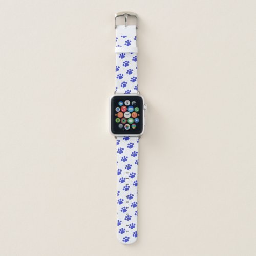 Blue Paw Print Pattern Apple Watch Band