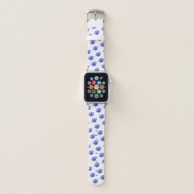 Blue Paw Print Pattern Apple Watch Band (Front)