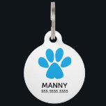 Blue Paw Print, Personalized Pet Details & QR Code Pet ID Tag<br><div class="desc">Blue Paw Print,  Personalized Pet Details & QR Code Pet Tag by The Business Card Store.</div>