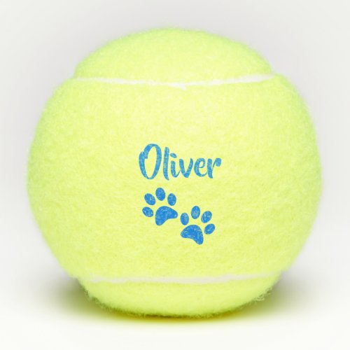 Blue Paw Print Personalized Pet or Dog Name Toy Tennis Balls