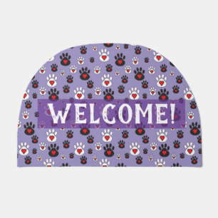 Blue Paw Print Pet Lover Welcome Mat