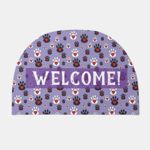 Blue Paw Print Pet Lover Welcome Mat