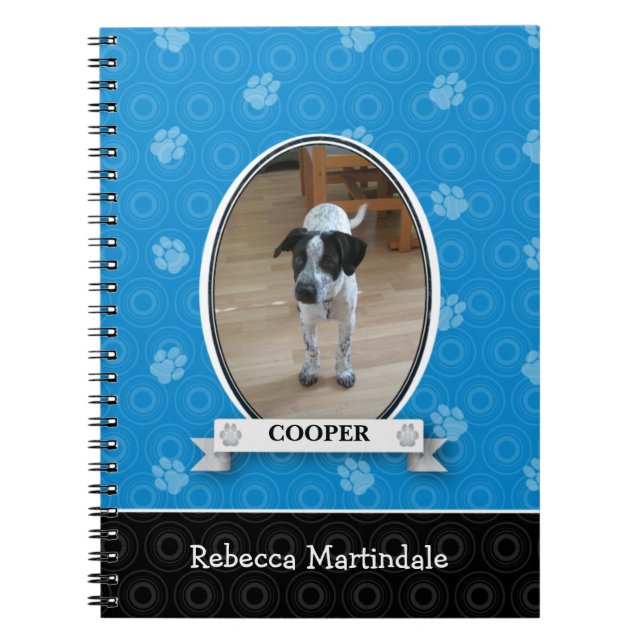 Blue Paw Print Pet Notebook (Front)