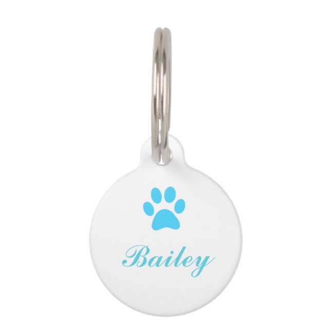 Blue Paw Print Pet Tag (Front)