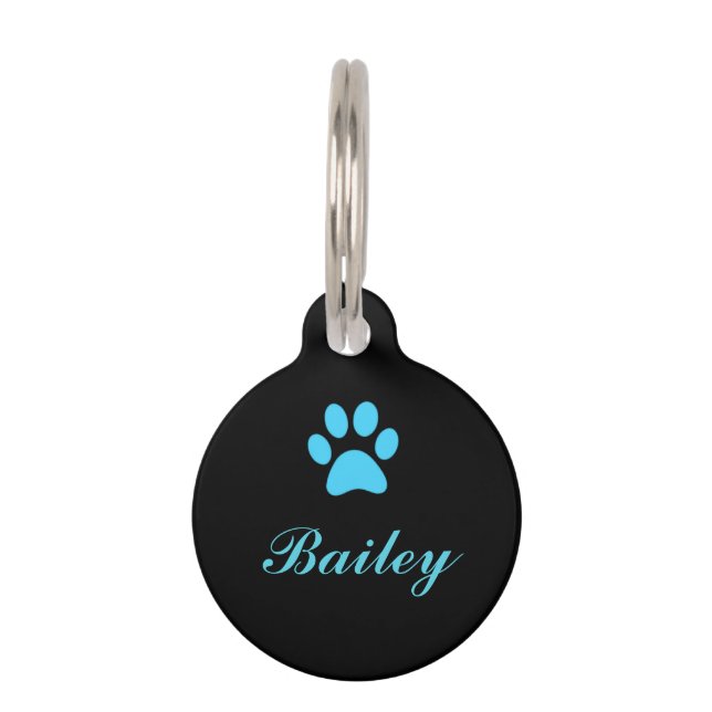Blue Paw Print Pet Tag (Front)