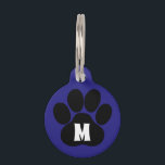 Blue Paw Print Pet Tag First Initial Contact Info<br><div class="desc">Blue Paw Print Pet Tag with First Initial and Contact Information on back.  Personalize for your new puppy or kitten,  cat,  dog,  or other pet.  Perfect for animal lovers,  holidays and new pet gifts or birthdays.</div>