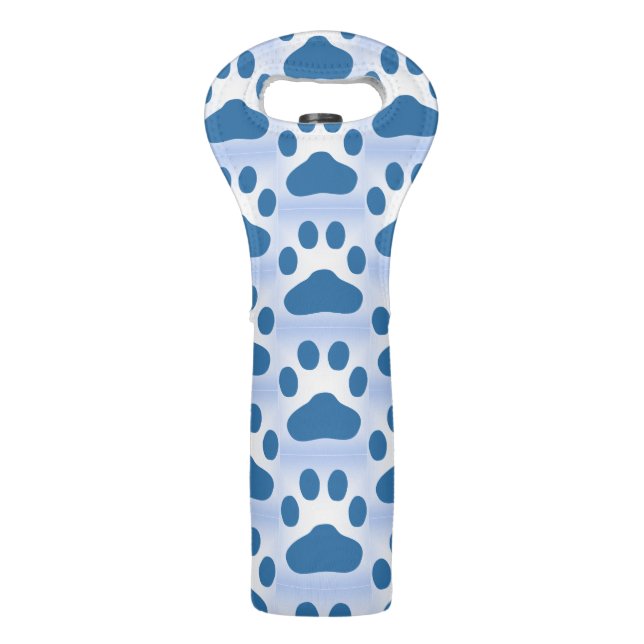 Blue Paw Print Wine Bag (Front)