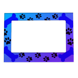 Blue Paw prints and Dog Bones Magnetic Frame