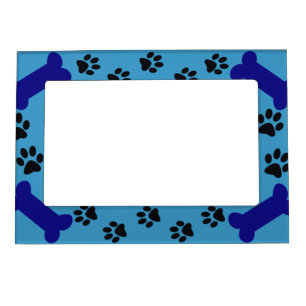 Blue Paw prints and Dog Bones Magnetic Picture Frame